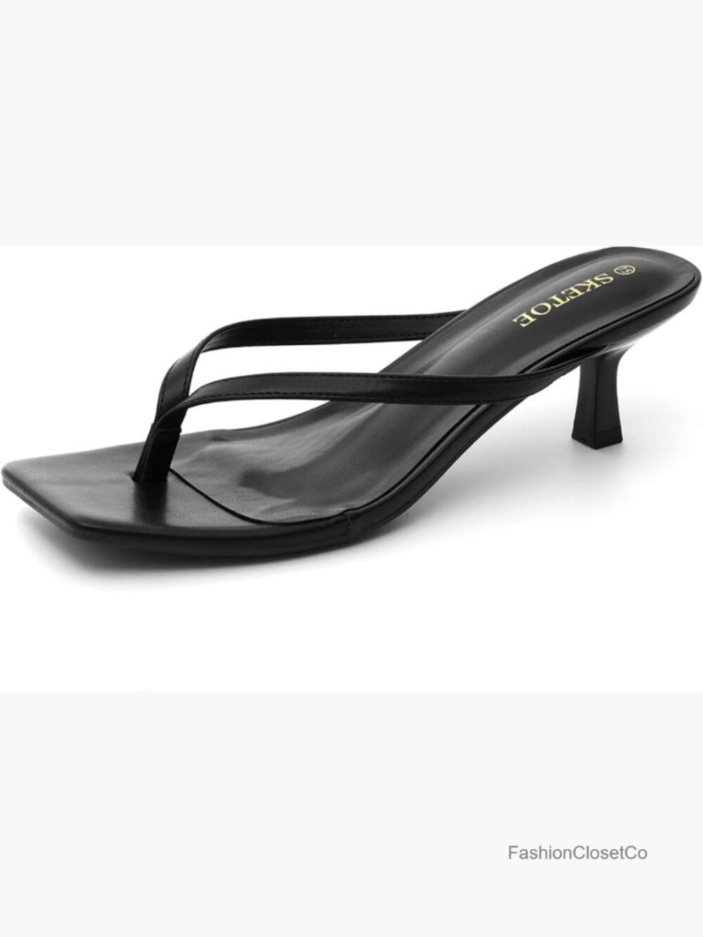 Kitten Heels Square Toe Thong Sandals 2 Inch Heels Comfortable Summer Flip Flop - Picture 1 of 7